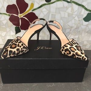 J. Crew Leopard Print Brown and Black Heels